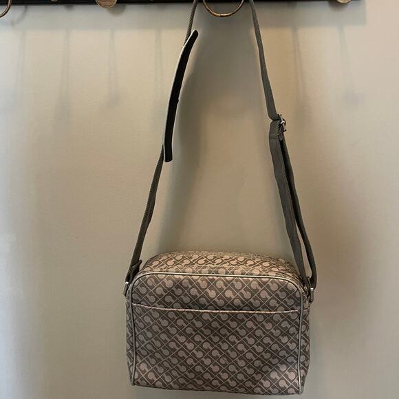 Gherardini Softy Monogram Crossbody Bag | Gray, Tan, Beige Multiple Compartments - Picture 10 of 11